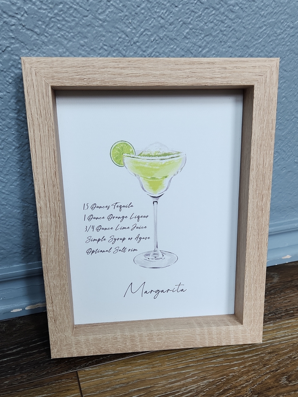 NWT Margarita Wood Frame Decor Art Lime Green White